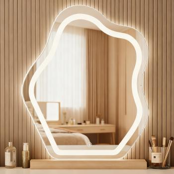 MuXing Wolkenform Schminkspiegel – mit LED-Beleuchtung, für Schlafzimmer, Wohnzimmer & Schminktisch, 52×80cm /JZ-352/