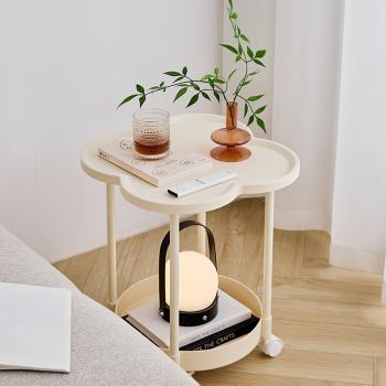 MuXing Regal-Beistelltisch, Mobil mit Rollen, Vielseitig als Couchtisch, Nachttisch oder Ablagetisch, Stilvoll & Platzsparend cremeweiß 47.5 x 49cm /SYCBJ-MBS/