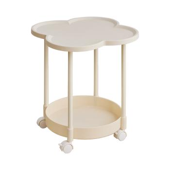 MuXing Regal-Beistelltisch, Mobil mit Rollen, Vielseitig als Couchtisch, Nachttisch oder Ablagetisch, Stilvoll & Platzsparend cremeweiß 47.5 x 49cm /SYCBJ-MBS/