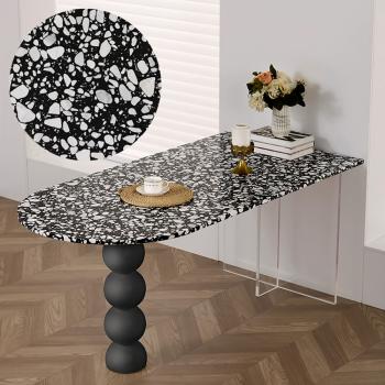 MuXing Kunstmarmortisch mit Holz- und Acrylbeinen – Modernes, elegantes Design für kleine Räume und offene Küchen Schwarz