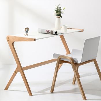 MuXing Einzigartig geformter Schreibtisch – Computertisch, Bürotisch, Arbeitstisch – Ideal für Home Office und Studium, Weiß 120×50×75 cm 【BDT-105B】
