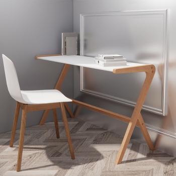 MuXing Einzigartig geformter Schreibtisch – Computertisch, Bürotisch, Arbeitstisch – Ideal für Home Office und Studium, Weiß 120×50×75 cm 【BDT-105B】