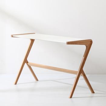 MuXing Einzigartig geformter Schreibtisch – Computertisch, Bürotisch, Arbeitstisch – Ideal für Home Office und Studium, Weiß 120×50×75 cm 【BDT-105B】