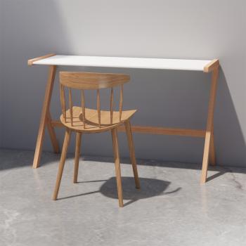 MuXing Einzigartig geformter Schreibtisch – Computertisch, Bürotisch, Arbeitstisch – Ideal für Home Office und Studium, Weiß 120×50×75 cm 【BDT-105B】