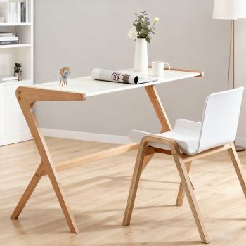 MuXing Einzigartig geformter Schreibtisch – Computertisch, Bürotisch, Arbeitstisch – Ideal für Home Office und Studium, Weiß 120×50×75 cm 【BDT-105B】