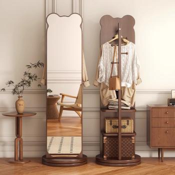 MuXing Ganzkörperspiegel im Bärendesign – Standspiegel, Ankleidespiegel, einseitig, drehbar, für Garderobe und Schlafzimmer 168 x 46 cm 【JZ-68zong】