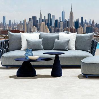 MuXing Geflochtenes Outdoor-Sofa 2er-Set – mit 1-Sitzer Sofa und 3-Sitzer Sofa, geeignet für Garten, Hof und Balkon, Blau