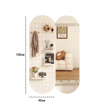 MuXing Schiebespiegel mit Lochplatte – Ganzkörperspiegel, Wand- & Ankleidespiegel, Versteckter Spiegel für Schlafzimmer & Flur Weiß