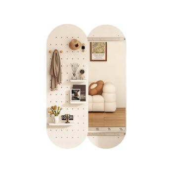 MuXing Schiebespiegel mit Lochplatte – Ganzkörperspiegel, Wand- & Ankleidespiegel, Versteckter Spiegel für Schlafzimmer & Flur Weiß