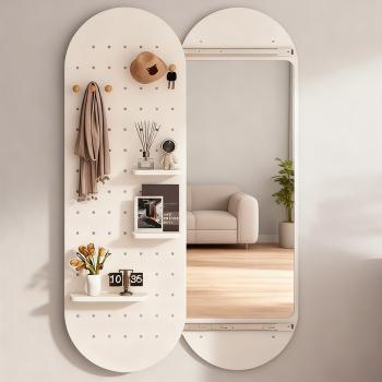 MuXing Schiebespiegel mit Lochplatte – Ganzkörperspiegel, Wand- & Ankleidespiegel, Versteckter Spiegel für Schlafzimmer & Flur Weiß
