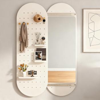 MuXing Schiebespiegel mit Lochplatte – Ganzkörperspiegel, Wand- & Ankleidespiegel, Versteckter Spiegel für Schlafzimmer & Flur Weiß