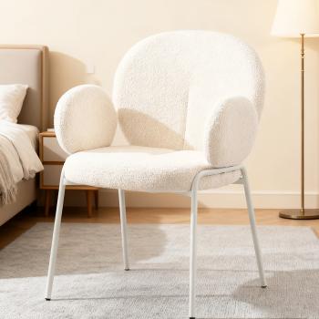 MuXing Schminkhocker , Schminkstuhl – Komfortabler Stuhl mit Rückenlehne für Schminktisch und Schlafzimmer Weiß 57×64.5×87.5 cm 【BD8652B】