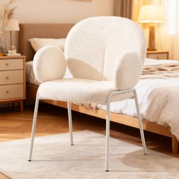 MuXing Schminkhocker , Schminkstuhl – Komfortabler Stuhl mit Rückenlehne für Schminktisch und Schlafzimmer Weiß 57×64.5×87.5 cm 【BD8652B】