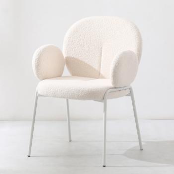 MuXing Schminkhocker , Schminkstuhl – Komfortabler Stuhl mit Rückenlehne für Schminktisch und Schlafzimmer Weiß 57×64.5×87.5 cm 【BD8652B】