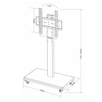 MuXing Mobiler TV-Standfuß höhenverstellbar, für 32–55 Zoll Fernseher, max. VESA 400×400 mm, max. Traglast 35 kg, schwarz 【ZJ7215】