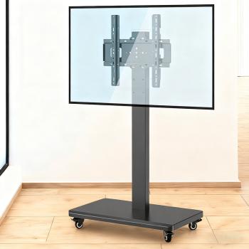 MuXing Mobiler TV-Standfuß höhenverstellbar, für 32–55 Zoll Fernseher, max. VESA 400×400 mm, max. Traglast 35 kg, schwarz 【ZJ7215】