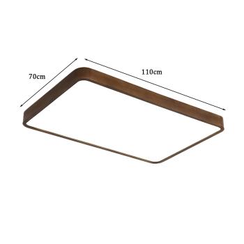 MuXing LED-Deckenleuchte mit Holzwerkstoffrahmen, Acrylschirm & 3-Farbwechsel, Walnussholzfarbe 110×70 cm