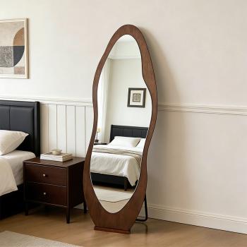 Preview: Muxing Vollkörperspiegel , Ankleidespiegel, Kleidungs-Spiegel, StandSpiegel, Sonderform Braun