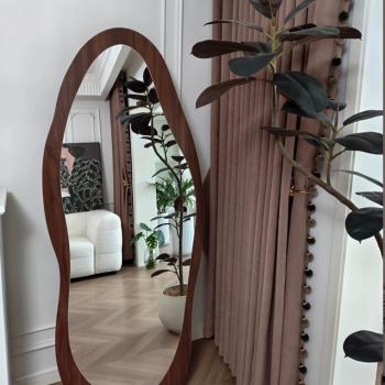 Muxing Vollkörperspiegel , Ankleidespiegel, Kleidungs-Spiegel, StandSpiegel, Sonderform Braun