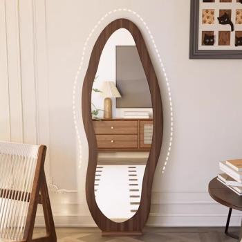 Preview: Muxing Vollkörperspiegel , Ankleidespiegel, Kleidungs-Spiegel, StandSpiegel, Sonderform Braun