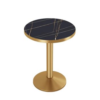 Muxing Runder Esstisch, runder Couchtisch, Kaffeetisch, Bartisch, Schreibtisch, Schwarz Gold, 60*75 cm