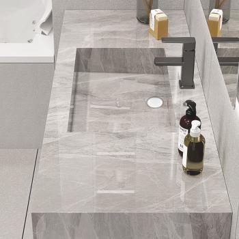 Muxing Badezimmer Waschbecken Set LED-Spiegel, Ablageplatte  Grau