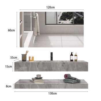 Muxing Badezimmer Waschbecken Set LED-Spiegel, Ablageplatte  Grau