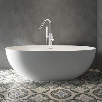 Preview: MuXing Freistehende Haushalts-Badewanne, Badezuber, klassisches weißes Design, geeignet für das Badezimmer