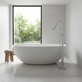 MuXing Freistehende Haushalts-Badewanne, Badezuber, klassisches weißes Design, geeignet für das Badezimmer