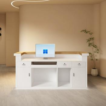 Preview: MuXing Empfangstheke, Rezeptionstheke, Bürotheke, Verkaufstresen, Multifunktionale Theke 160 × 60 × 100 cm /FDSYMS-160/