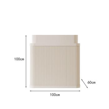 MuXing Kleine Bartheke, Empfangstresen, Rezeptionstheke, Tresen mit vertikaler Streifenstruktur Cremeweiß 100 × 55 × 105 cm /XTWM-100/