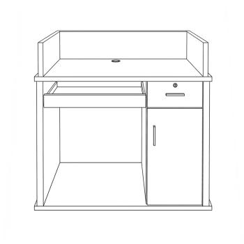 Preview: MuXing Kleine Bartheke, Empfangstresen, Rezeptionstheke, Tresen mit vertikaler Streifenstruktur Cremeweiß 100 × 55 × 105 cm /XTWM-100/