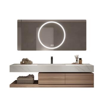Muxing Waschbecken mit schublade Ablage Waschtisch LED Spiegel Badezimmerspüle