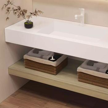 MuXing Waschbecken Set – Keramik-Waschbecken, LED-Spiegel mit Anti-Beschlag, wandhängend, mit Stauraumregal 120×55 cm 【C458】