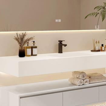 MuXing Wandhängendes Badmöbel-Set mit Keramik-Waschbecken, LED-Spiegel mit Anti-Beschlag-Funktion und Schublade – inklusive Abflussgarnitur, 120×55 cm 【C913】