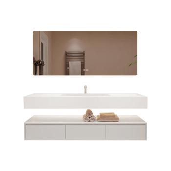 MuXing Wandhängendes Badmöbel-Set mit Keramik-Waschbecken, LED-Spiegel mit Anti-Beschlag-Funktion und Schublade – inklusive Abflussgarnitur, 120×55 cm 【C913】