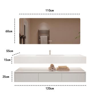 MuXing Wandhängendes Badmöbel-Set mit Keramik-Waschbecken, LED-Spiegel mit Anti-Beschlag-Funktion und Schublade – inklusive Abflussgarnitur, 120×55 cm 【C913】