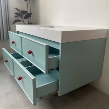 Muxing Waschbecken aus Keramik,Badmöbel Set, Badezimmermöbel,Bad Schränke,Waschtisch,LED-Spiegel,Blau