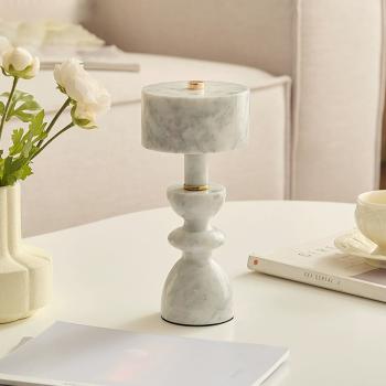 Muxing Marmor-/Jade-Tischlampe, wiederaufladbare Nachttischlampe, nordisches Design, Café- & Barleuchte 11,5 × 8 × 26 cm【dlsd】