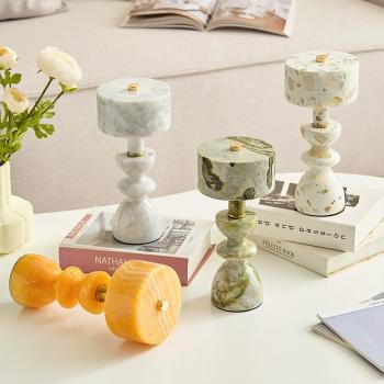 Muxing Marmor-/Jade-Tischlampe, wiederaufladbare Nachttischlampe, nordisches Design, Café- & Barleuchte 11,5 × 8 × 26 cm【dlsd】