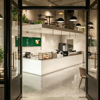 Preview: Muxing Eckbartheke aus Edelstahl, Empfangstresen, minimalistische Bartheke, gewerbliche Bartheke