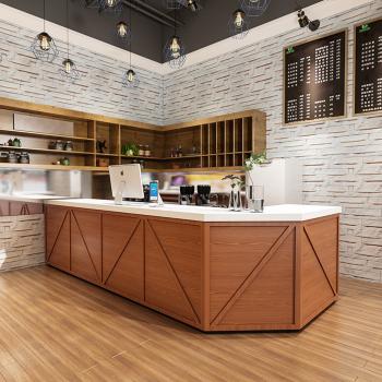 Preview: Muxing Bartheke im Industrial-Retro-Stil, Eckbar, minimalistische Bartheke, Bartheke im Gastronomie-Stil