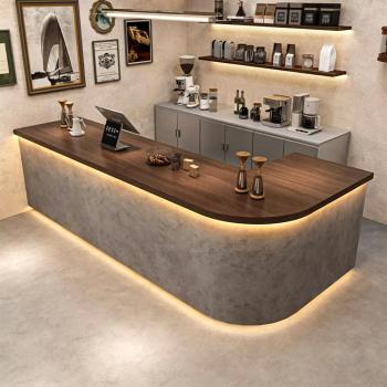 MuXing Dunkelgraue Zement Bar Theke, Empfangstheke, Schlichte Kasse, Vintage-Lackierte Bar Theke/SNBT/