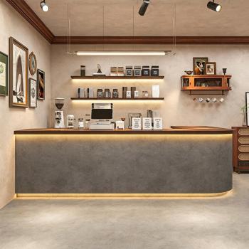 Preview: MuXing Dunkelgraue Zement Bar Theke, Empfangstheke, Schlichte Kasse, Vintage-Lackierte Bar Theke/SNBT/
