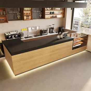 Preview: Muxing Moderne Bartheke, schlichte Kassentheke, Ecktheke, Kassentresen für Dessertladen