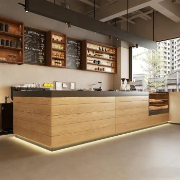 Preview: Muxing Moderne Bartheke, schlichte Kassentheke, Ecktheke, Kassentresen für Dessertladen