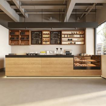 Preview: Muxing Moderne Bartheke, schlichte Kassentheke, Ecktheke, Kassentresen für Dessertladen