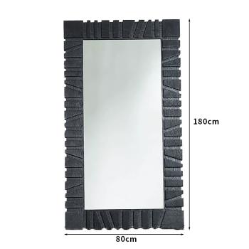 Preview: Muxing Ankleidespiegel, unregelmäßiger Standspiegel, Ganzkörperspiegel, Anprobespiegel, Vintage-Spiegel Schwarz 80*180cm【SZHVD941】