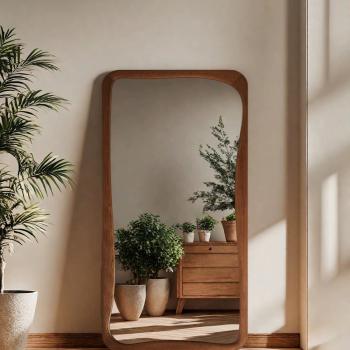 Muxing Standspiegel, Vollspiegel,Bodenspiegel, Wohnzimmerspiegel, Schlafzimmerspiegel,Großer Spiegel Braun 180*80cm【RBL-186HT】