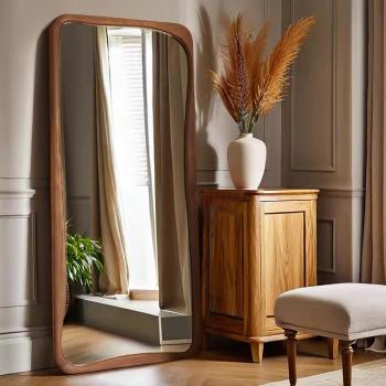 Preview: Muxing Standspiegel, Vollspiegel,Bodenspiegel, Wohnzimmerspiegel, Schlafzimmerspiegel,Großer Spiegel Braun 180*80cm【RBL-186HT】